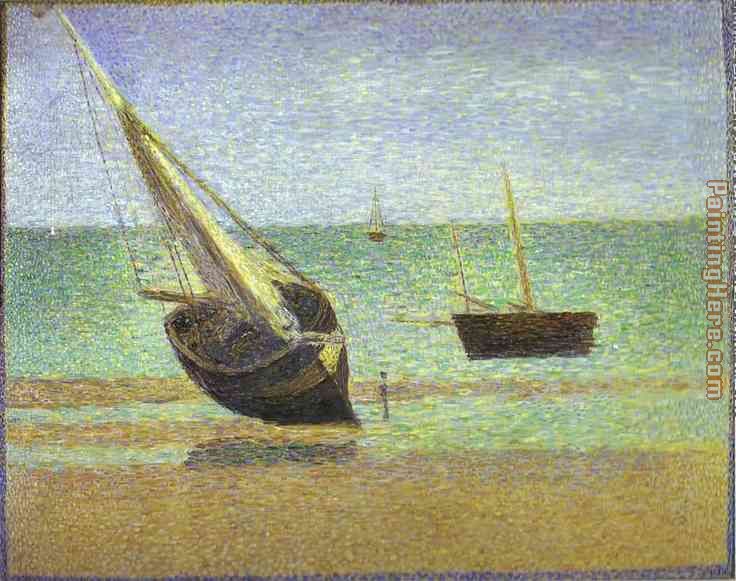 Georges Seurat Boats Bateux maree basse Grandcamp